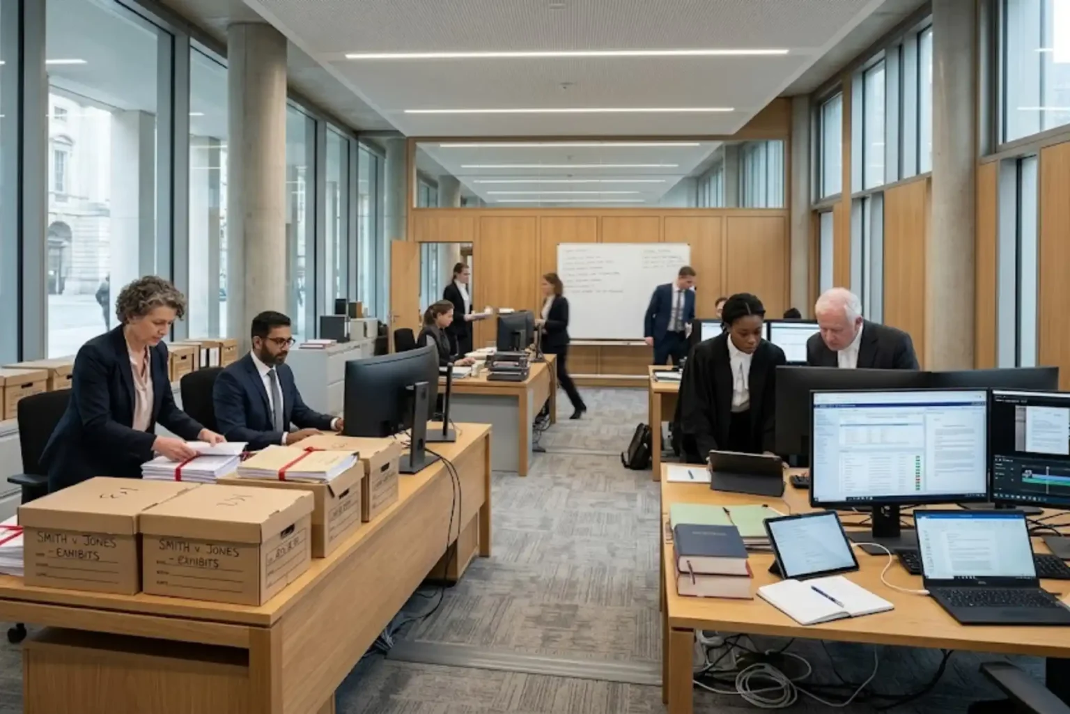 UK legal professionals preparing documents for civil proceedings