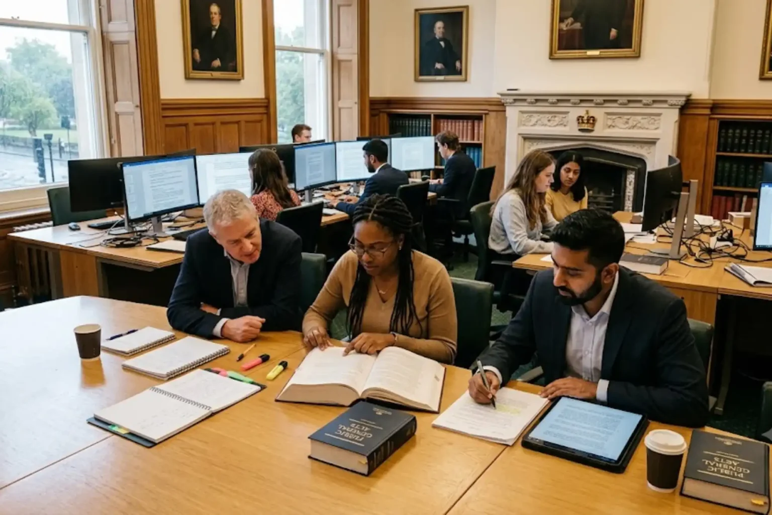 UK legal professionals reviewing statutory law and Acts of Parliament