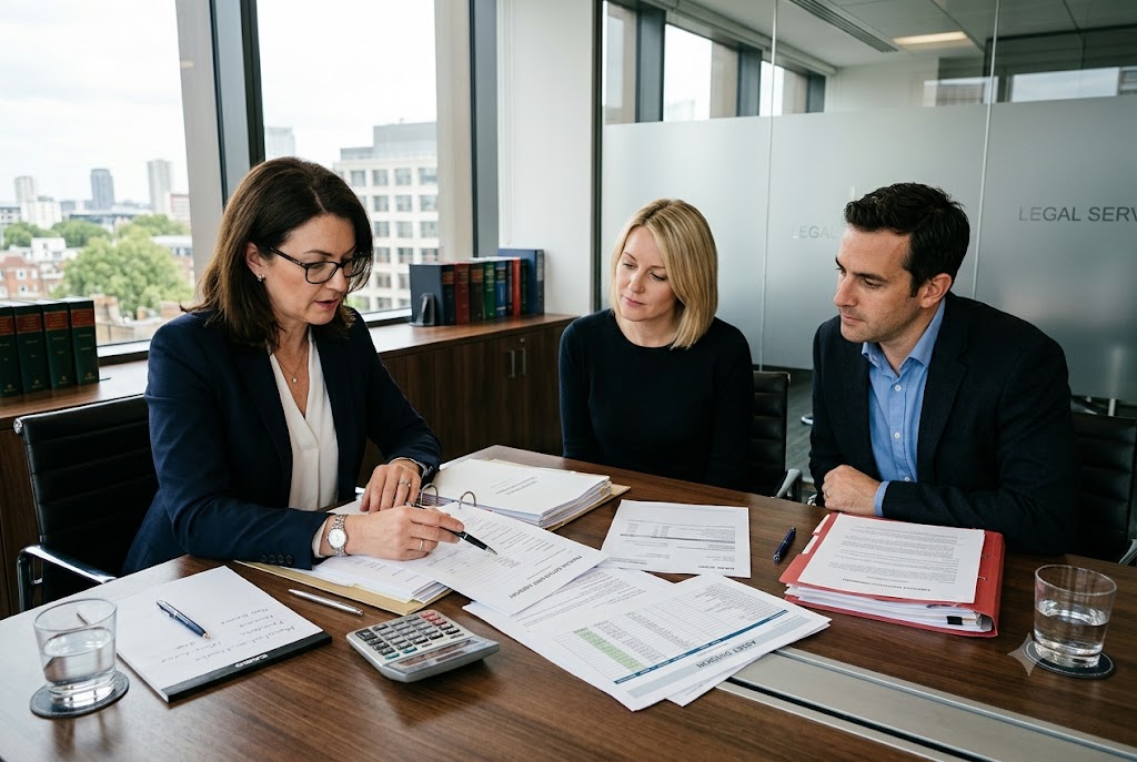 Divorce Financial Settlement in the UK: Everything You Need to Know Solicitor explaining a divorce financial settlement to a separating couple