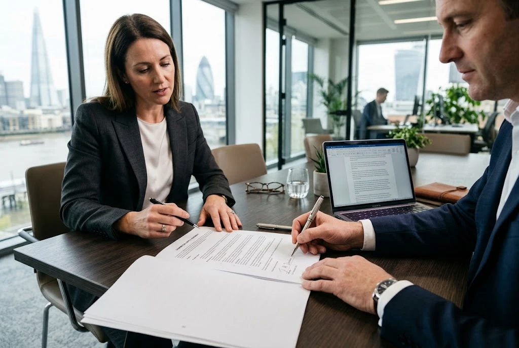 Legally Enforceable Contract: UK Legal Guide Legally enforceable contract being reviewed by business professionals