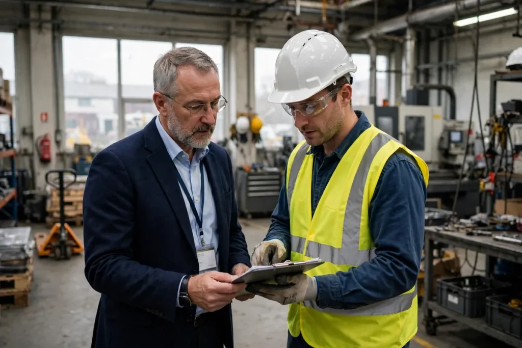 Employers responsibilities for health and safety: UK employer briefing workers on workplace safety duties
