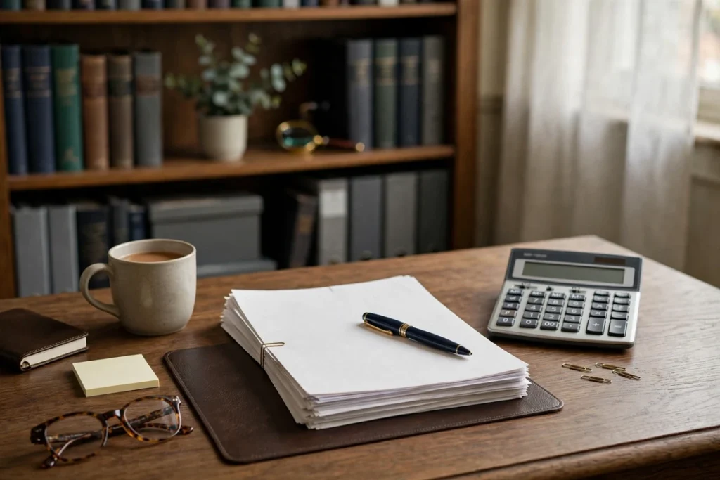 Employment Tribunal Costs: A UK Guide for Employees and Employers Employment tribunal costs: legal paperwork, calculator and documents on a desk
